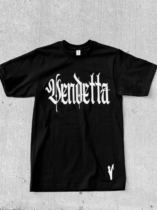 Fitted for vendetta classic tee - black heavyweight shirt on concrete 